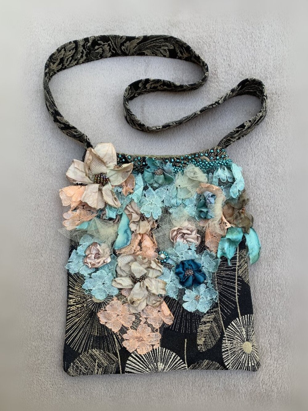 Boho Shabby Chic Handmade Floral Shoulder Bag